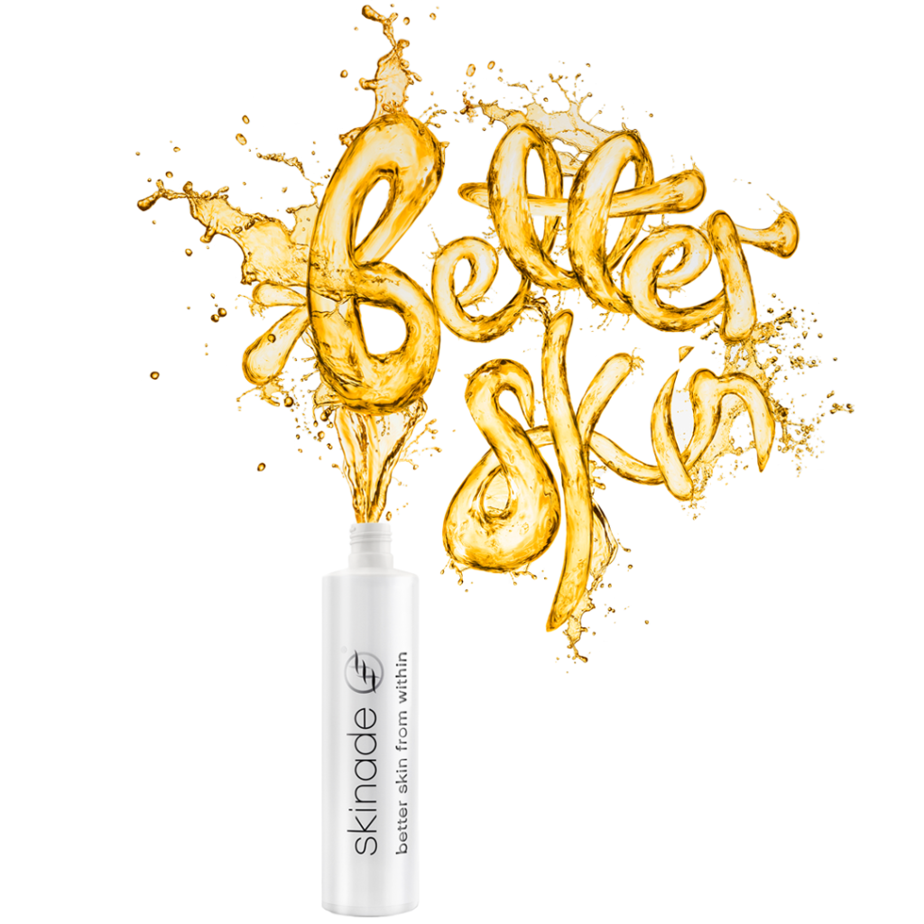 skinade supplement with liquid writing better skin